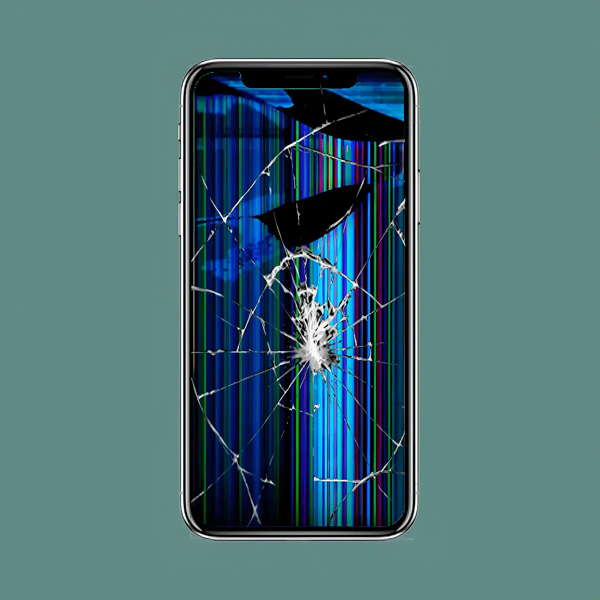 broken mobile phone with cracked display